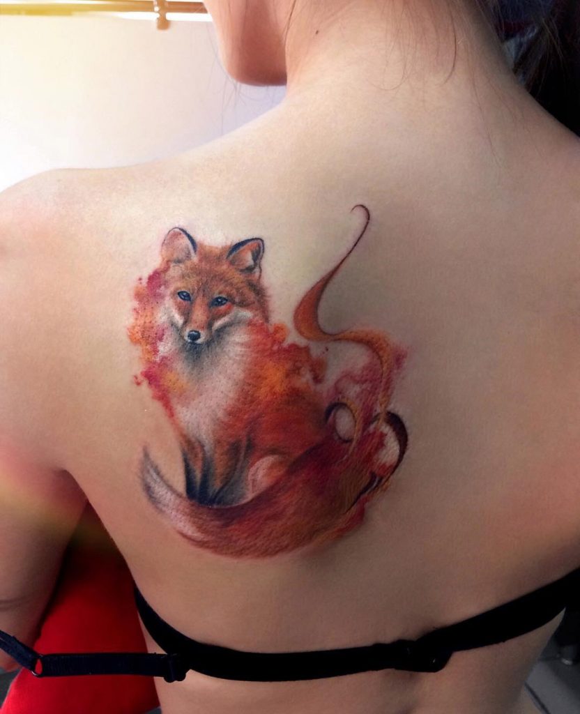 fox abstract watercolor