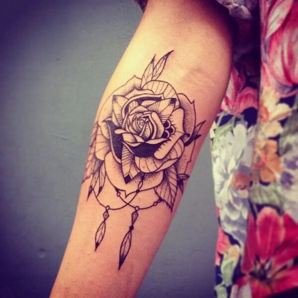 tribal-rose-flower-forearm-tattoo-design