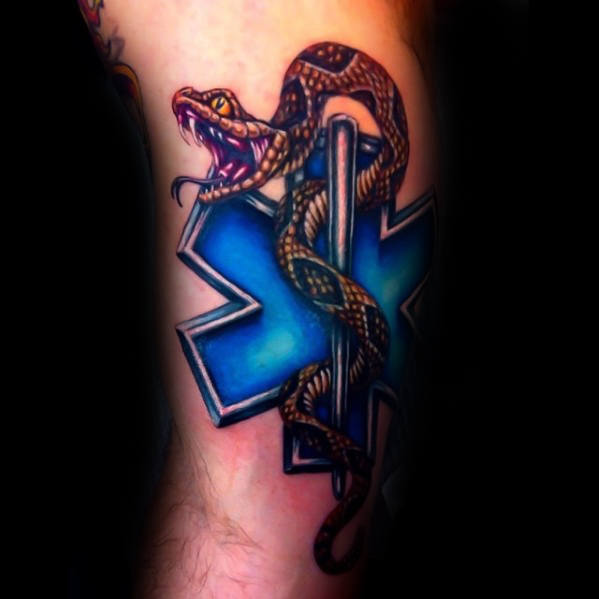 3d star of life guys arm tattoo ideas