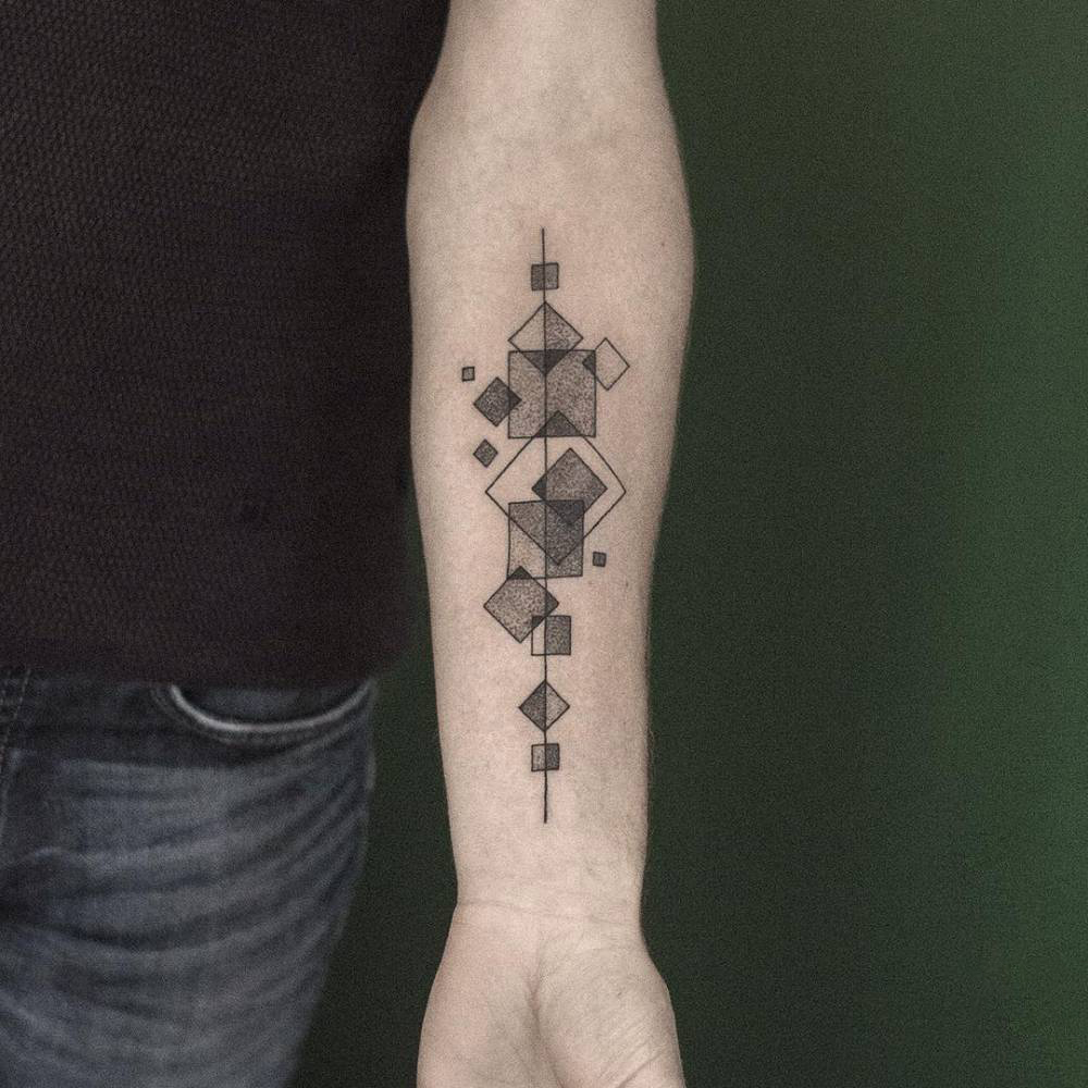 Abstract Dotwork Geometric Tattoo On The Forearm Abstract Dotwork Geometric Tattoo On The Forearm
