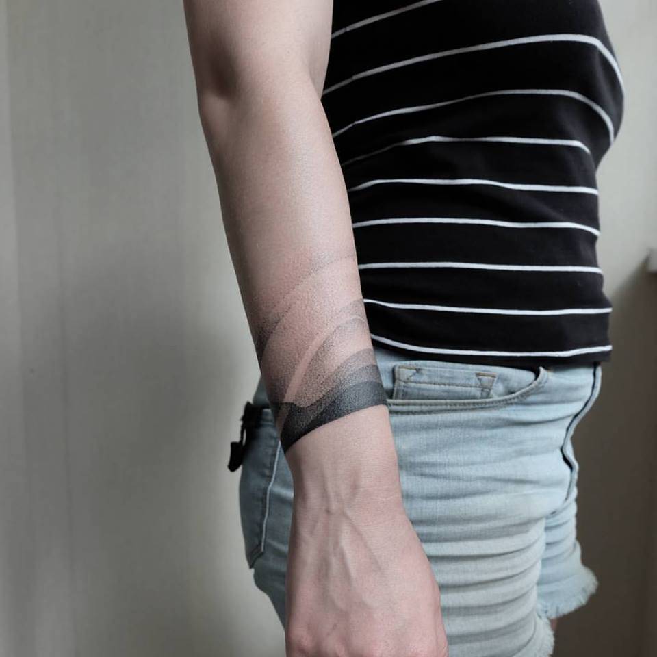 Abstract Dotwork Style Black Tattoo