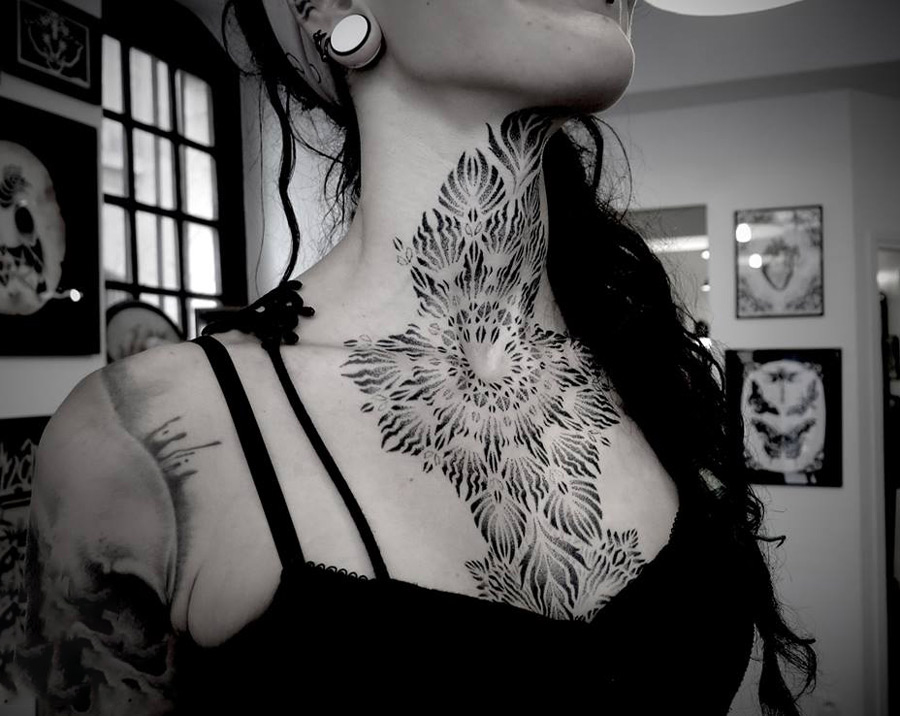 Abstract Neck & Chest Tattoo Abstract Neck & Chest Tattoo
