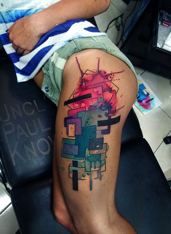 Abstract Watercolor Thigh Piece