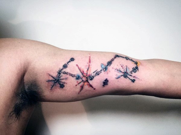 Abstract scorpio constellation star tattoo