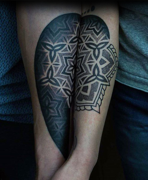 Amazing geometric forearm flower dotwork couple tattoo inspiration Amazing geometric forearm flower dotwork couple tattoo inspiration
