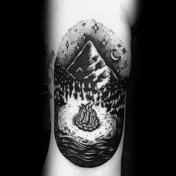 Amazing mens campfire tattoo