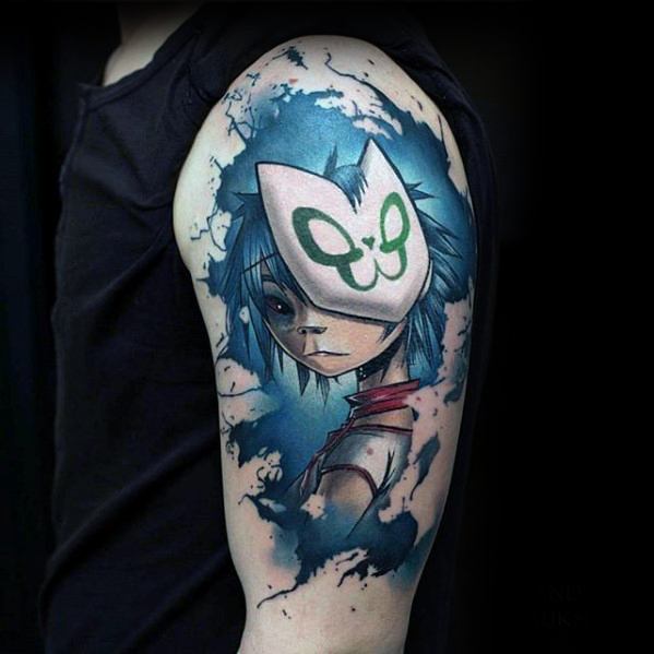 Amazing mens gorillaz tattoo designs on arm