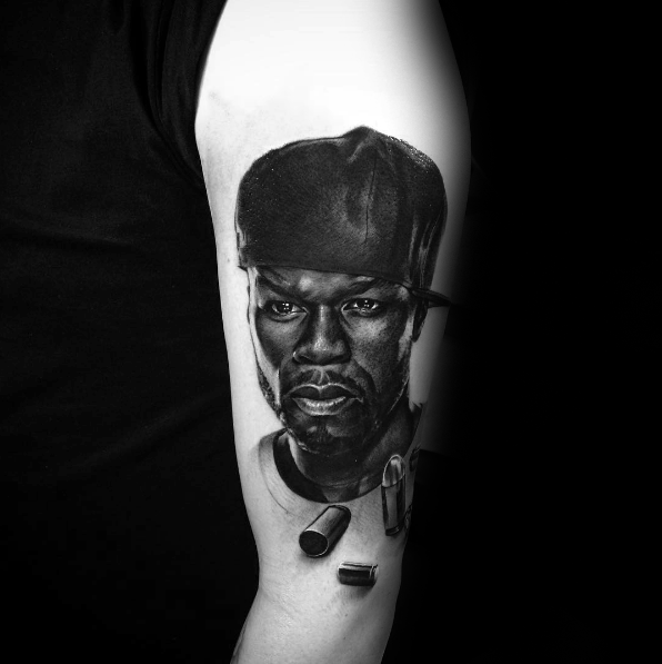 Arm 3d 50 cent guys portrait tattoos