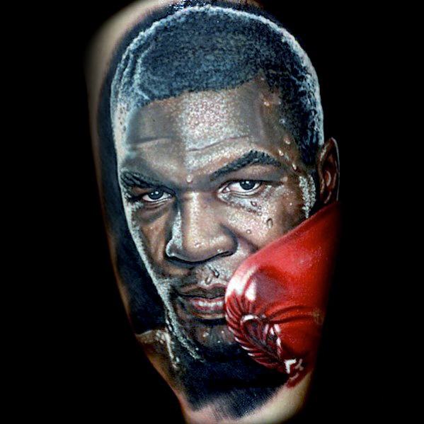 Arm mens boxer portrait tattoo