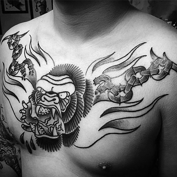 Artistic male king kong tattoo ideas on chest Artistic male king kong tattoo ideas on chest