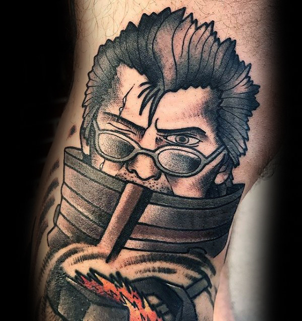 Awesome mens final fantasy side of leg tattoo Awesome mens final fantasy side of leg tattoo
