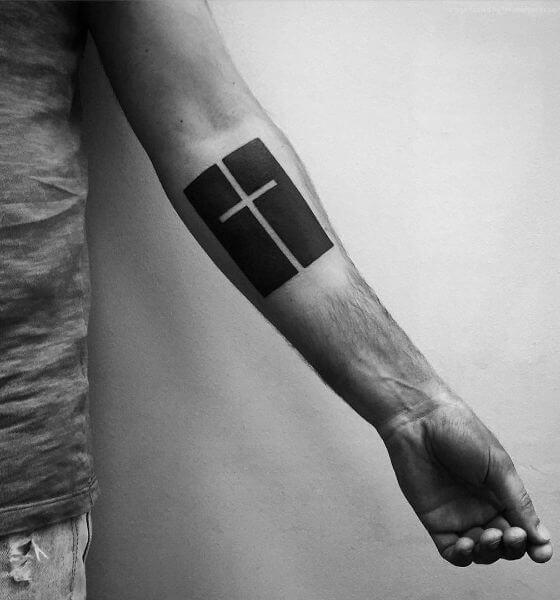 Best Blackwork Cross Tattoo Design on Arm