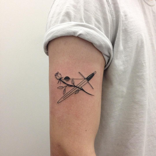 Black Dagger And Rose Tattoo