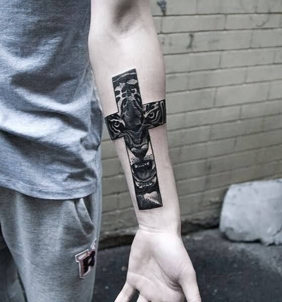 Blackwork Cross Tattoo