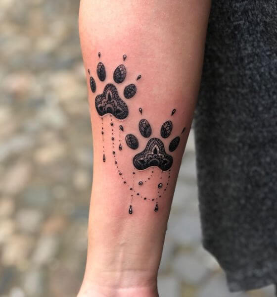 Blackwork Dog Paw Tattoo Designs