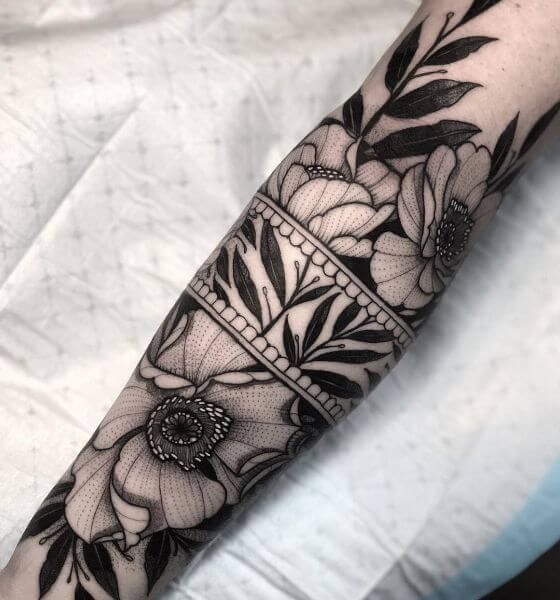 Blackwork Flower Tattoo Design