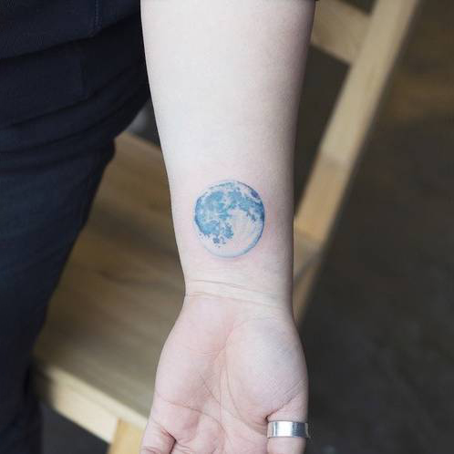 Blue Moon Tattoo On The Wrist