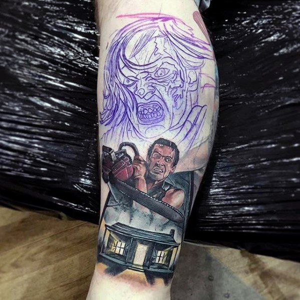 Blue ink male evil dead tattoo ideas