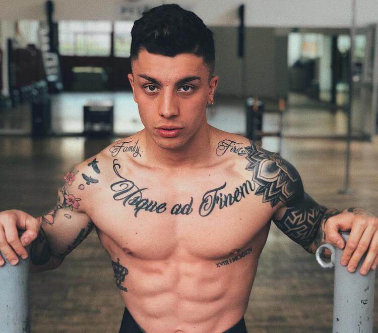 Boy front lettering tattoo Boy front lettering tattoo