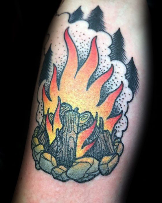 Campfire male tattoo designs