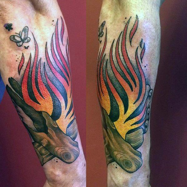 Campfire tattoo design ideas for males