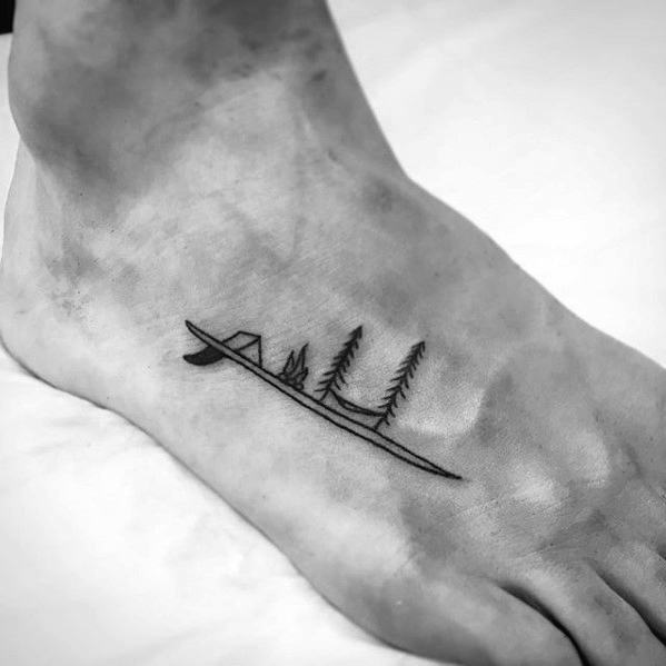 Camping small nature foot tattoo