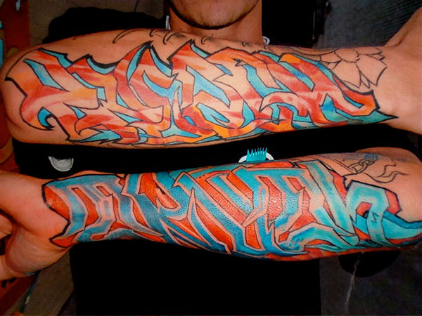 Colored graffiti tattoos