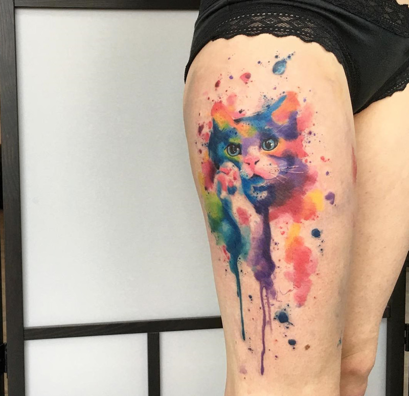 Colorful Watercolor Cat
