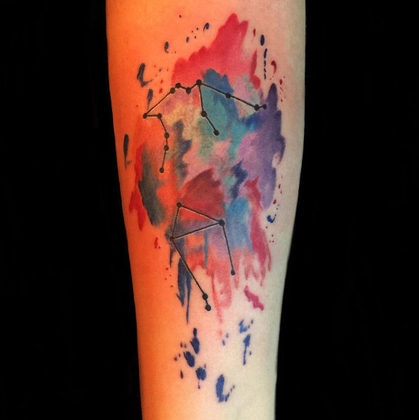 Constellation watercolor tattoo