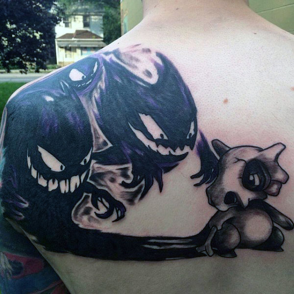 Cool mens video game black ink pokemon tattoo designs