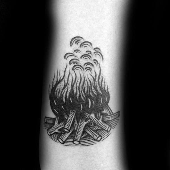 Creative campfire tattoos for men