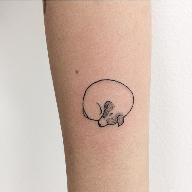 Cute Curled-Up Dog Tattoo Cute Curled-Up Dog Tattoo