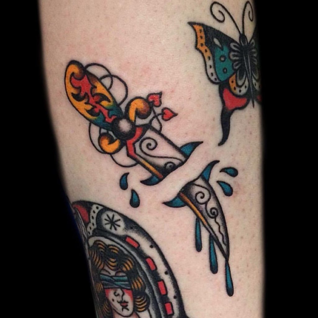 Dagger Stabbed Leg Tattoo Dagger Stabbed Leg Tattoo