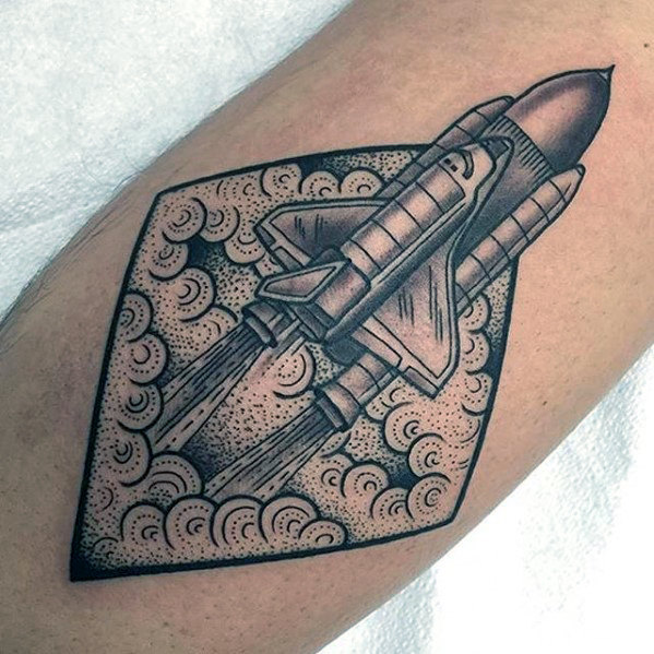Detailed mens small inner forearm spaceship tattoo