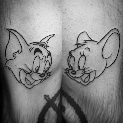 Distinctive male tom and jerry tattoo designs