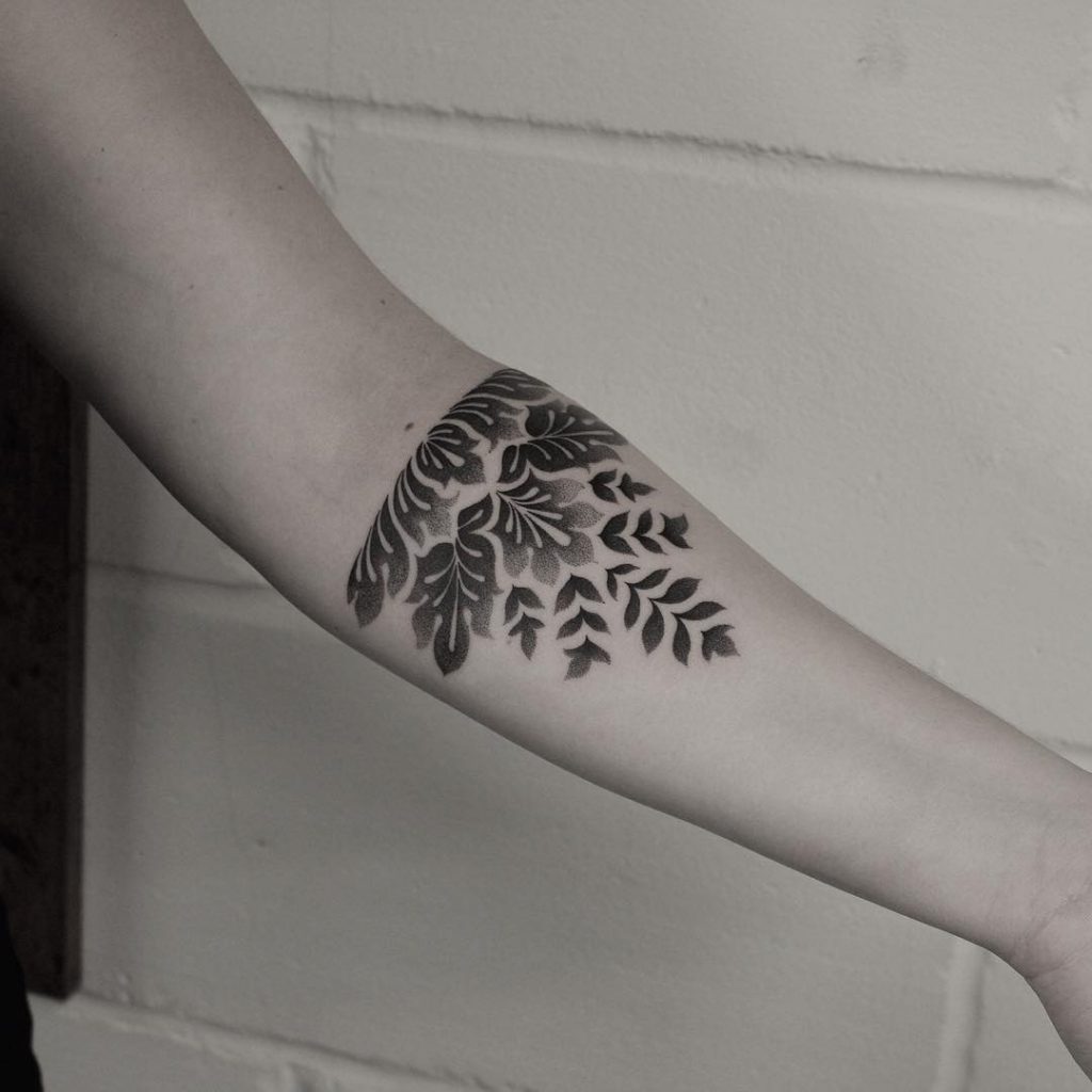 Dotwork Half Floral Mandala Tattoo