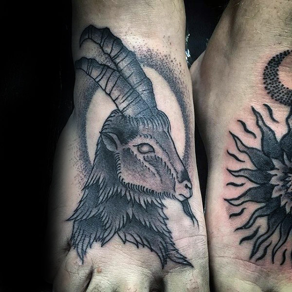 Dotwork capricorn goat foot tattoos