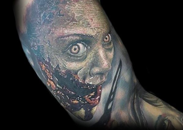 Evil dead tattoo design on man