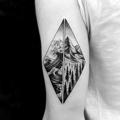 Excellent guys mountain wave tattoo