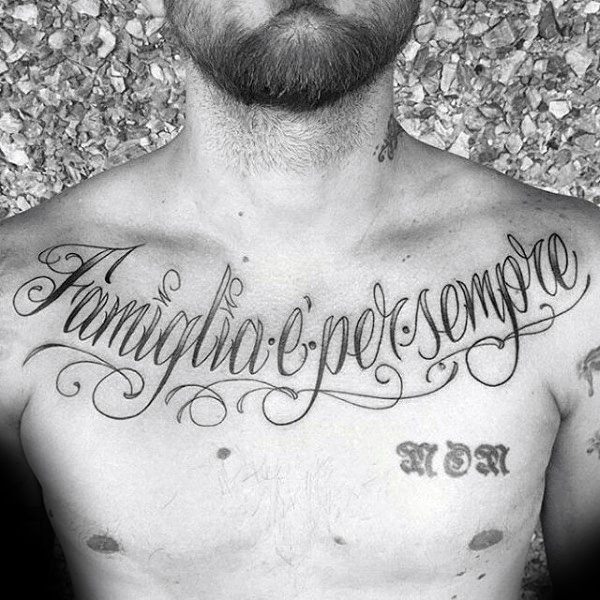 Family guys script chest tattoo