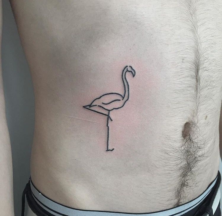 Flamingo Tattoo On The Side