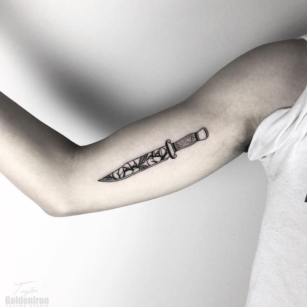 Floral Dagger Tattoo