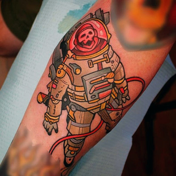 Forearms monkey in space suit tattoo