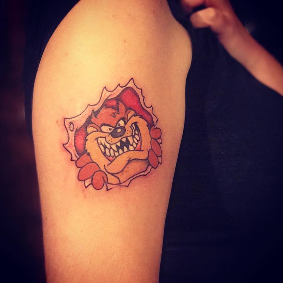 Funny Lion Cartoon Tattoo On Arm
