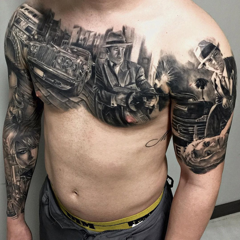 Gangster scene chest arms