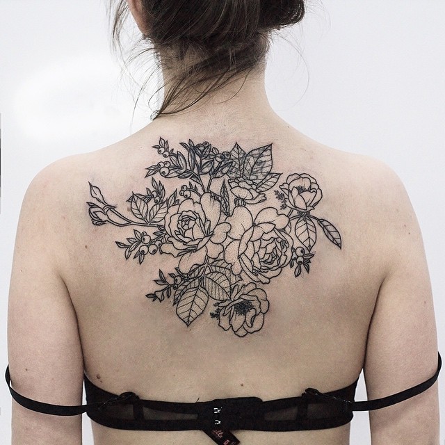 Garden Roses And Anemones Tattoo