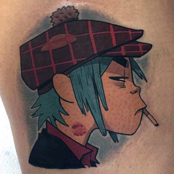 Gentleman with back gorillaz tattoo