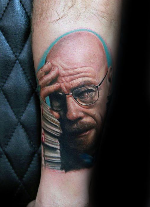 Gentlemens breaking bad walter white portrait tattoo ideas on forearm