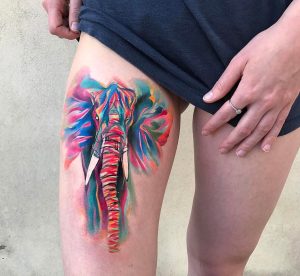 Girl upper leg Elephant