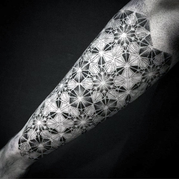 Glorious bright starry dotwork tattoo male forearms